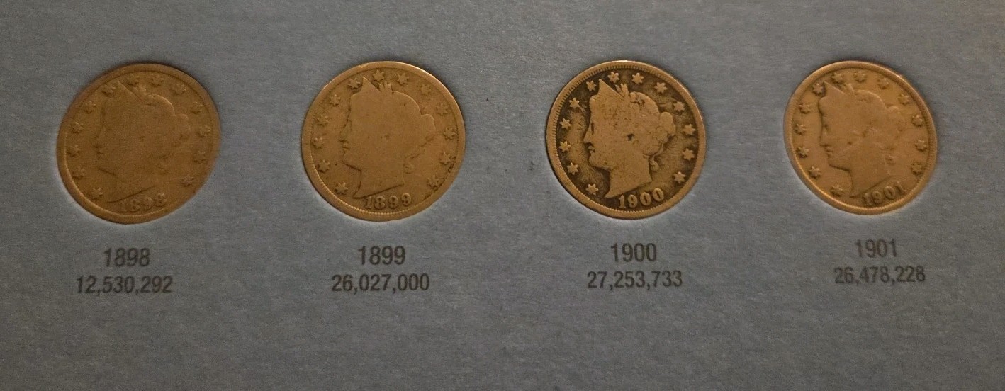 1883-1912 NEAR COMPLETE LIBERTY V NICKEL SET - 30 G-XF COINS (ONLY MISSING 3)