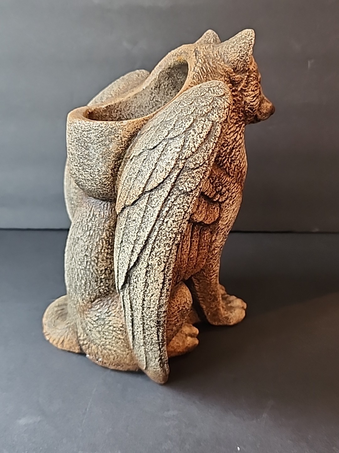 Windstone Editions Winged Spirit Wolf Candle Lamp Statue Pena Gargoyle READ
