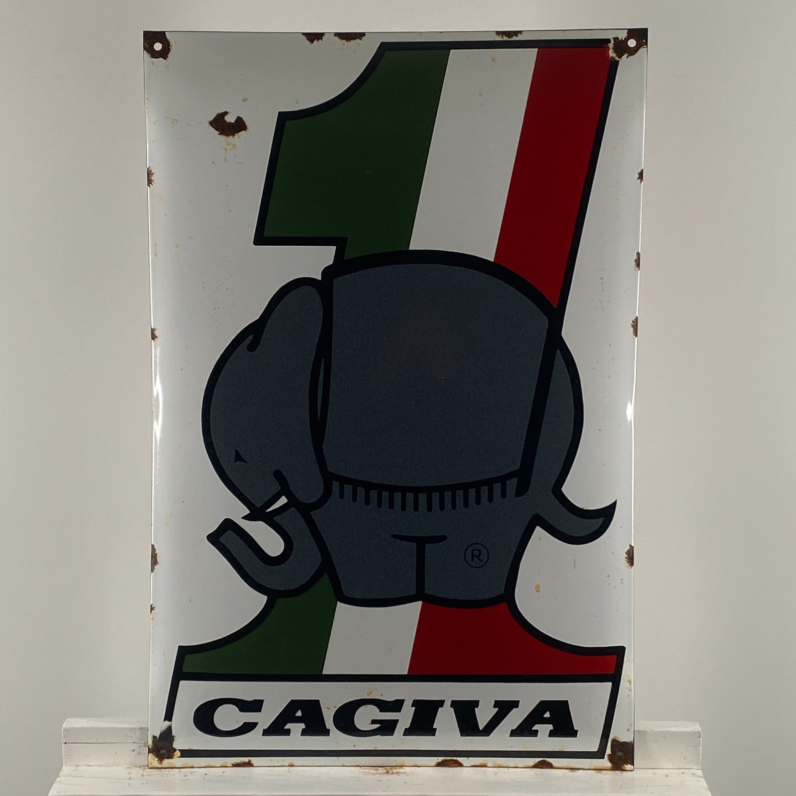 Cagiva Enamel Sign - 60x40cm (23.6x15.7") - Nice Retro Motorcycle Garage Signage
