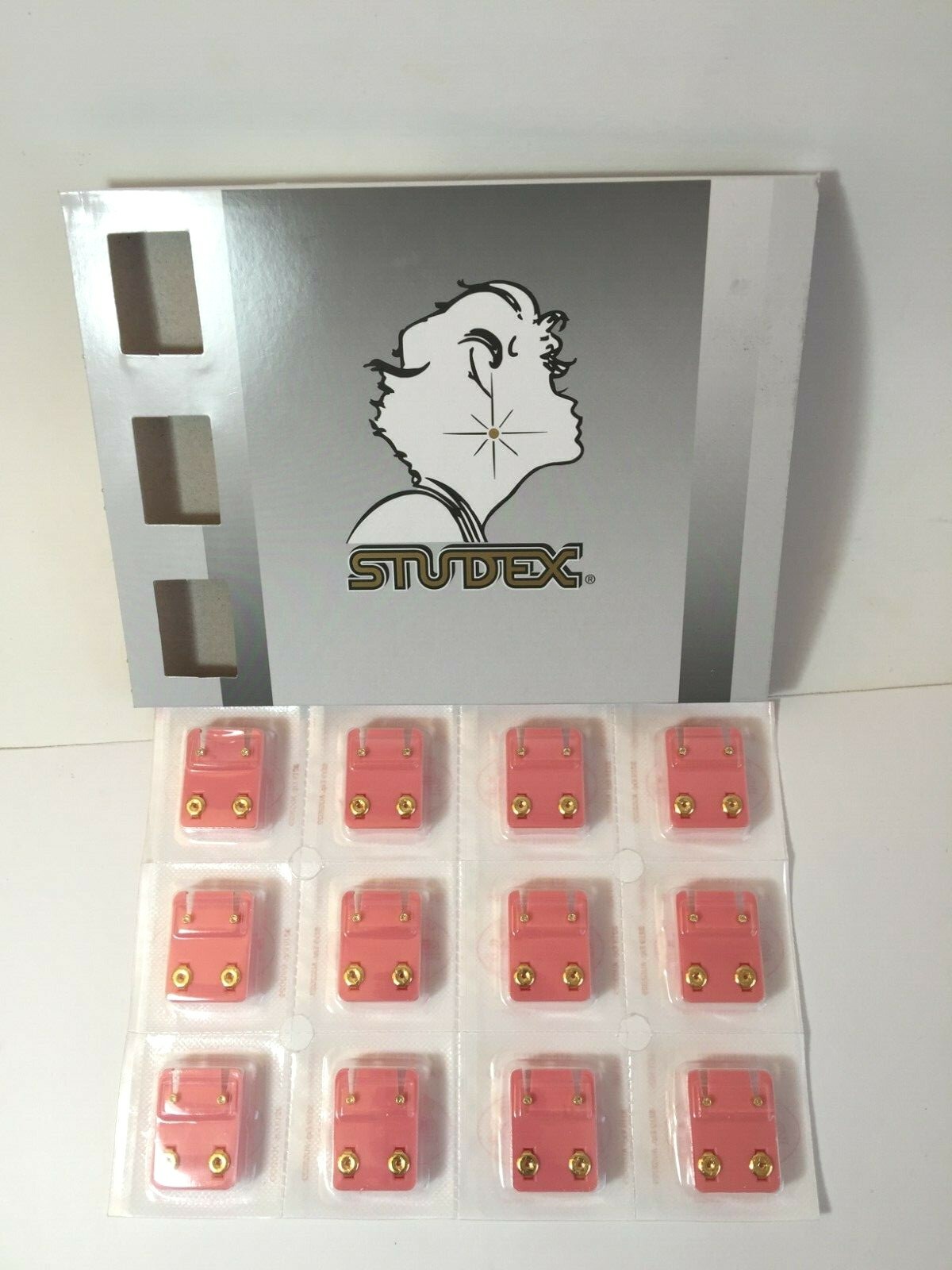 Studex Ear Piercing Gold Plated W/ Clear April Stone MINI Studs 12 pairs M204Y