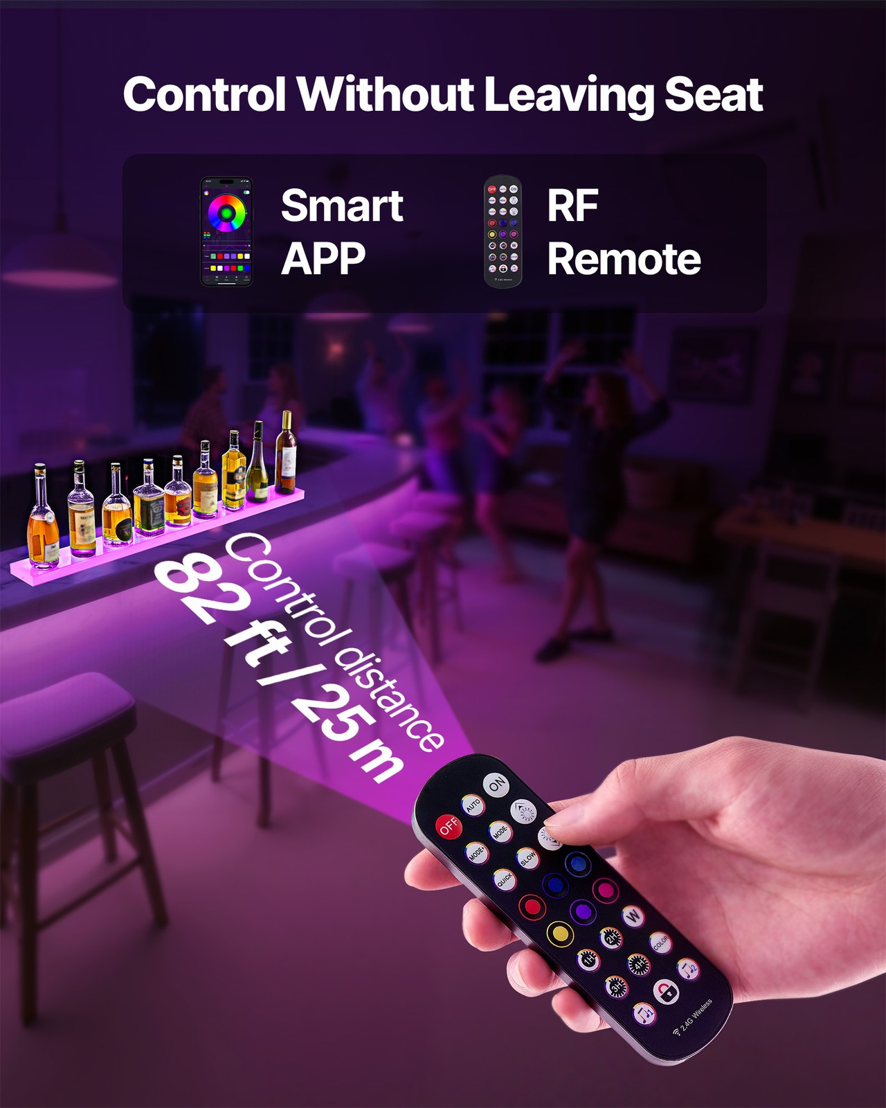 VEVOR LED Lighted Liquor Bottle Display 1-Tier 48 Inches for 12 Bottles