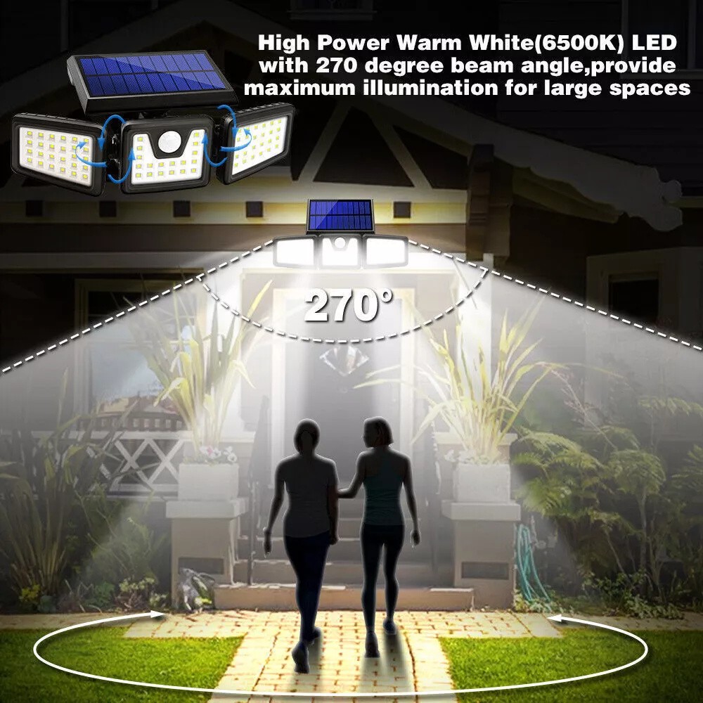 2 Pack LED Motion Sensor Solar Lights ,Outdoor IP65 Waterproof Security Lamp