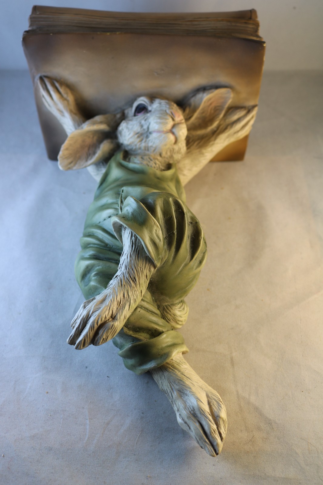 Vintage CHRISDON Rabbit Handstand on Books Figurine Whimsical Bunny Shelf Sitter