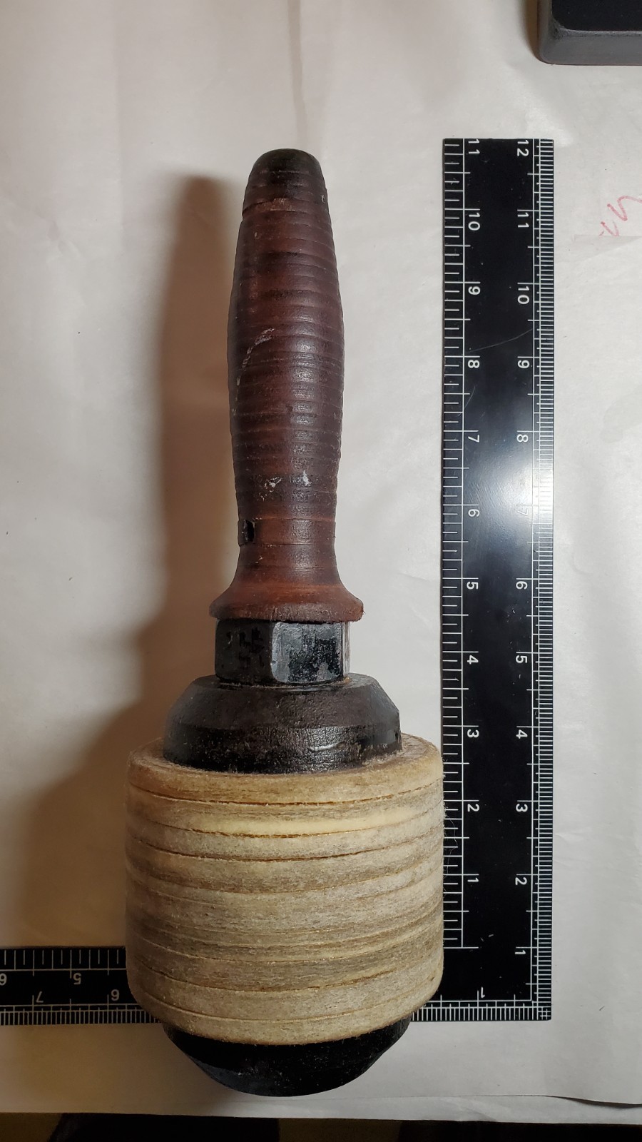 Hammer Maul 5 Lb Vintage Cast Iron Stacked Rawhide & Leather / Monarch Stamp