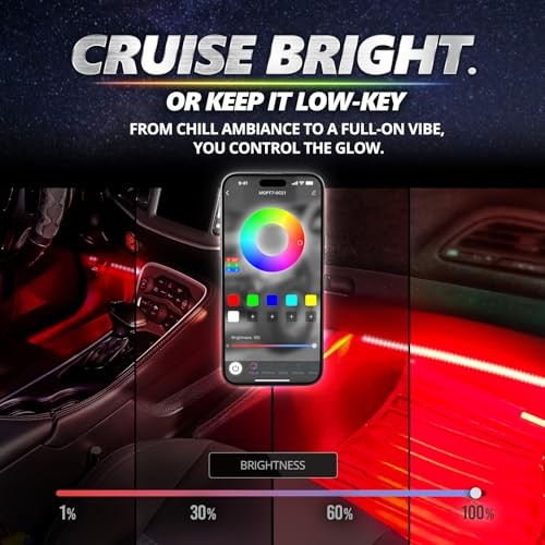 Aura Pro Interior Car Lights with App & Remote Control 4pc Single Row RGB