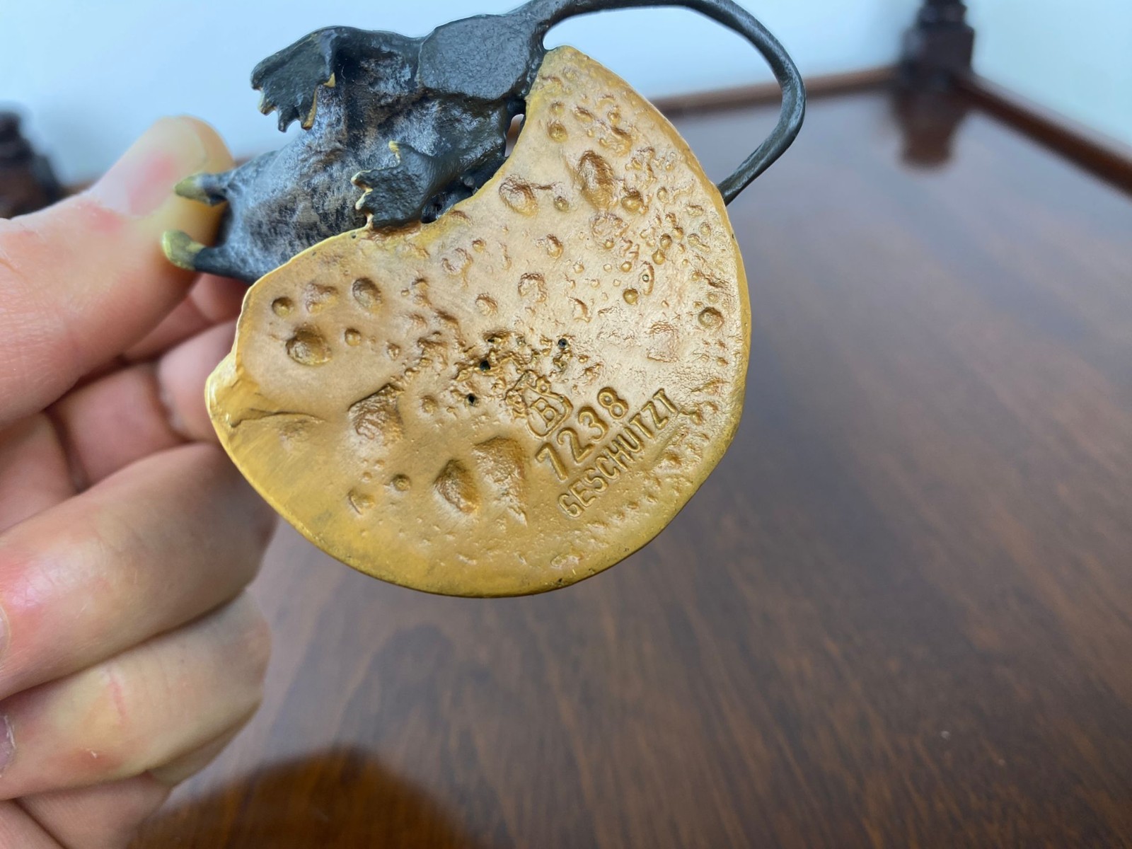 Colored Bronze Sculpture Mouse with Cookie Viennese Style After Franz Bergman