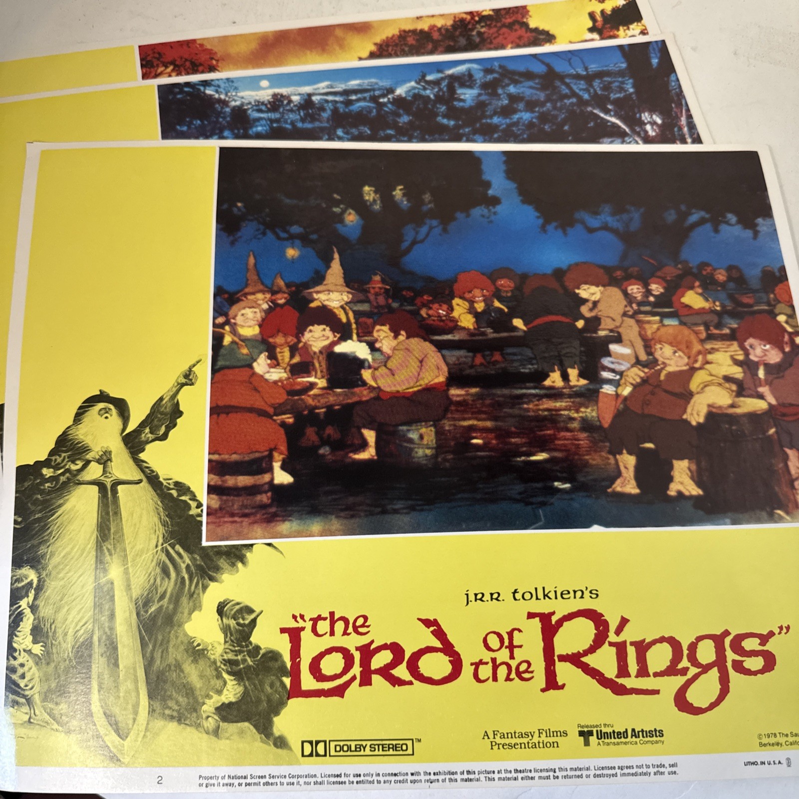 Original 1978 THE LORD OF THE RINGS Movie Lobby Cards -11x14- Set Of 3