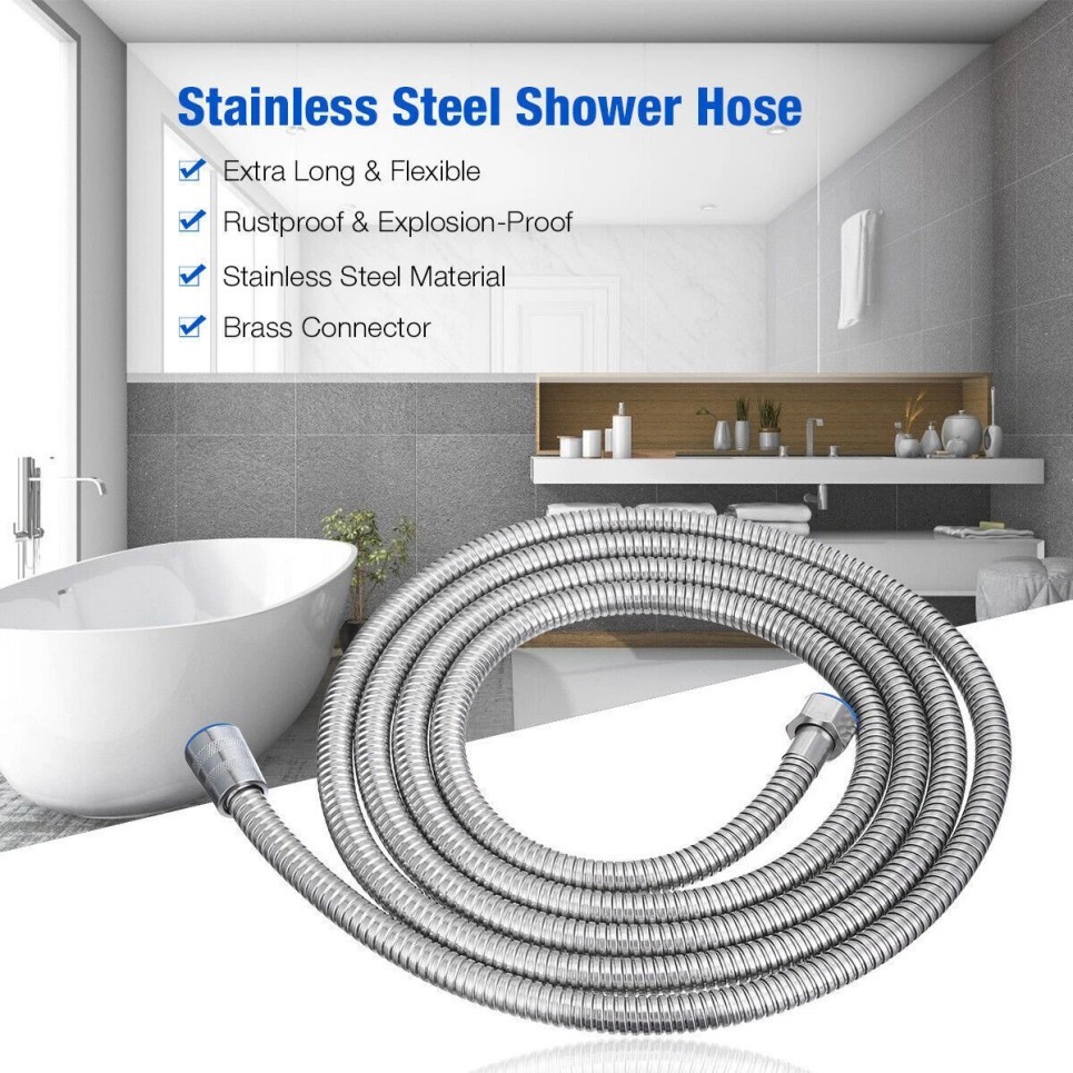 Shower Head Hose Handheld Extra Long Stainless Steel Bathroom Flexible Tube