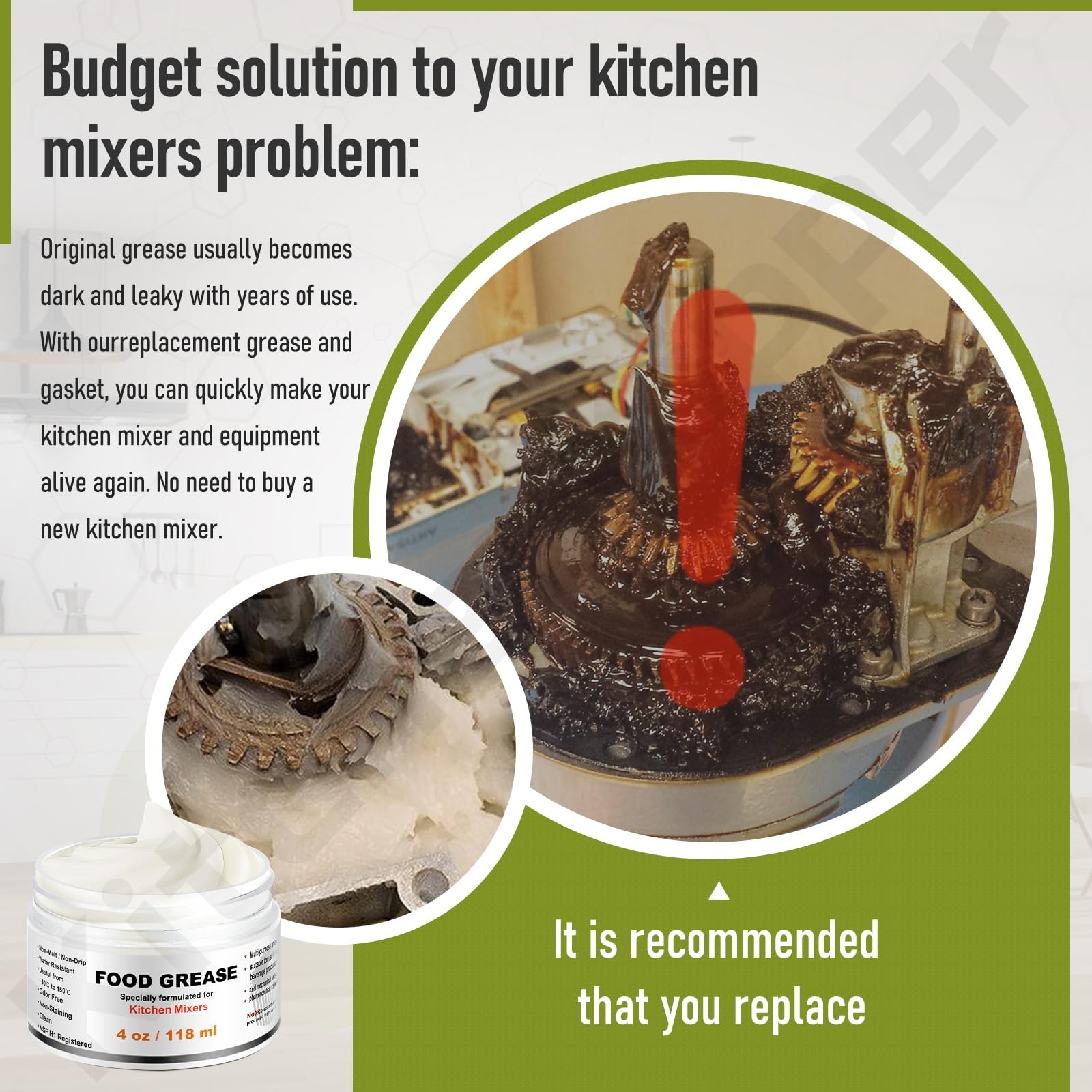 4 Oz Food Grade Grease for Kitchenaid Stand Mixer, Universally Compatible...