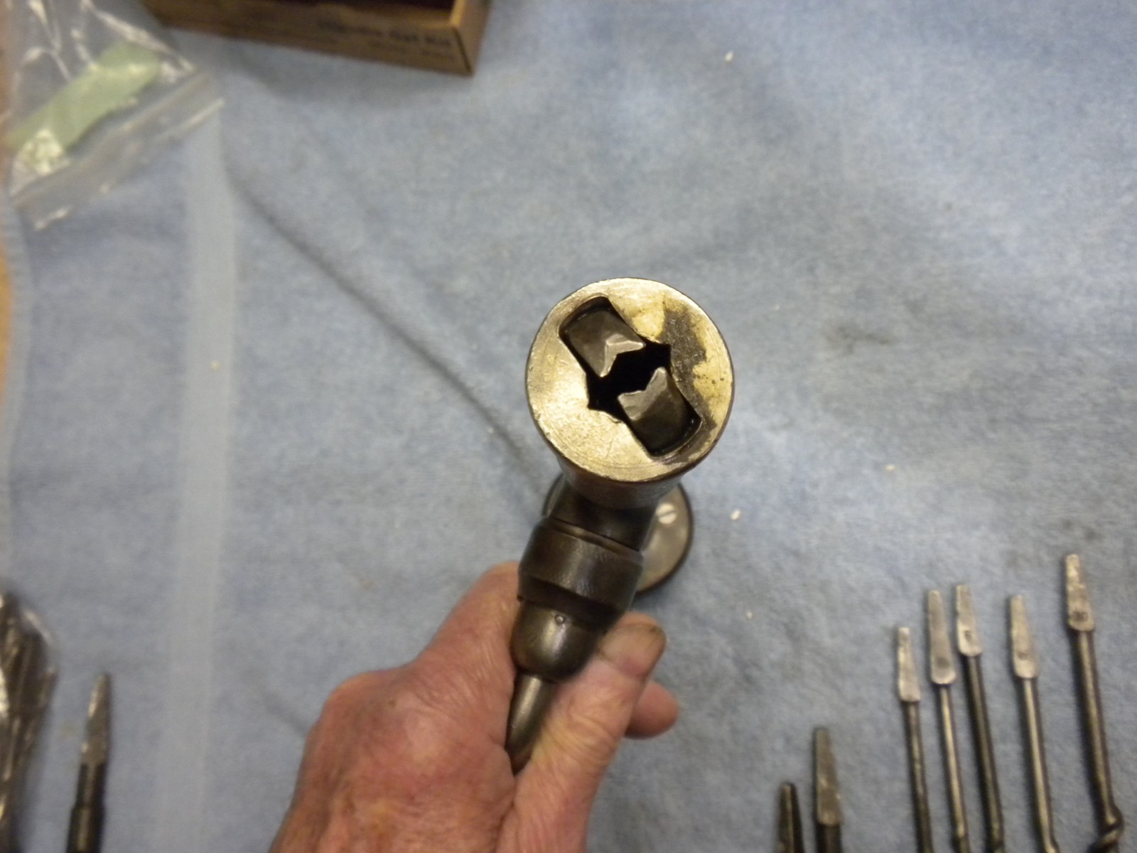 Vintage 8pc Sharp Auger bit set W/HSB & Co. 6" ratcheting brace Work Ready