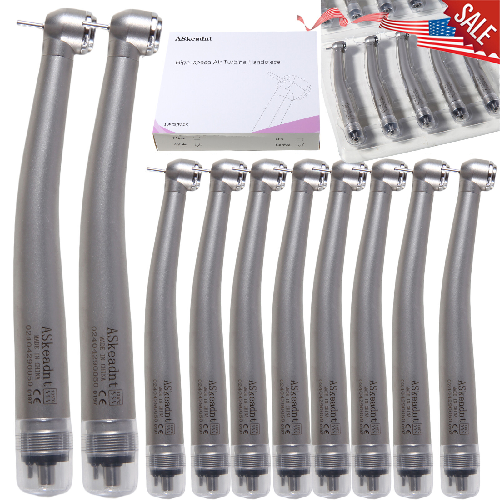 10 PCS Dental High Speed Handpiece Push Button Turbine 4 Hole NSK Pana Max Style