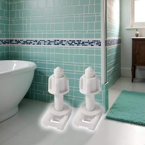 2 Pcs White Universal Plastic Toilet Seat Hinge Bolts, Screws Standard,