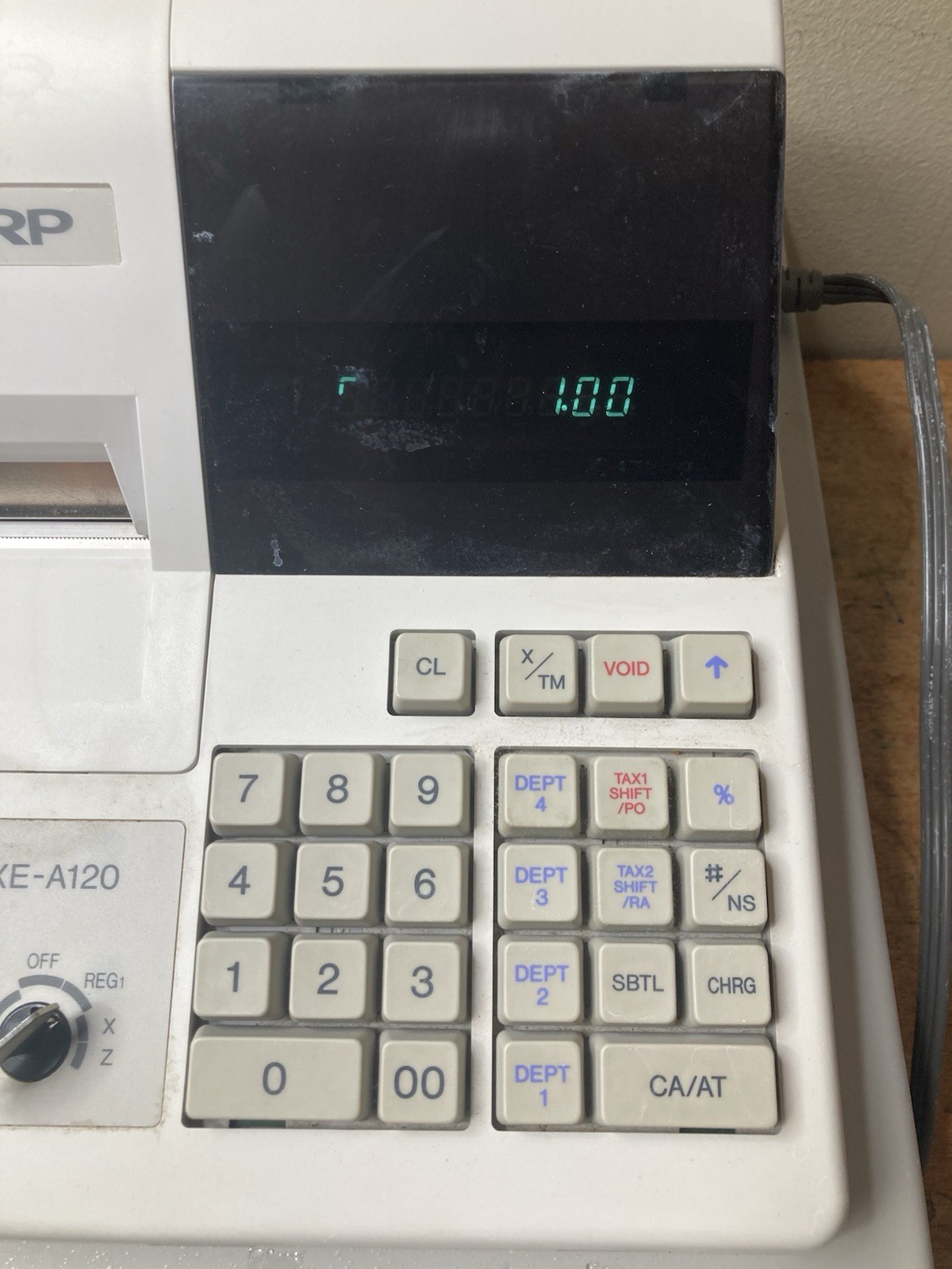 Sharp XE-A120 Electronic Cash Register With Key Cash Drawer Manual