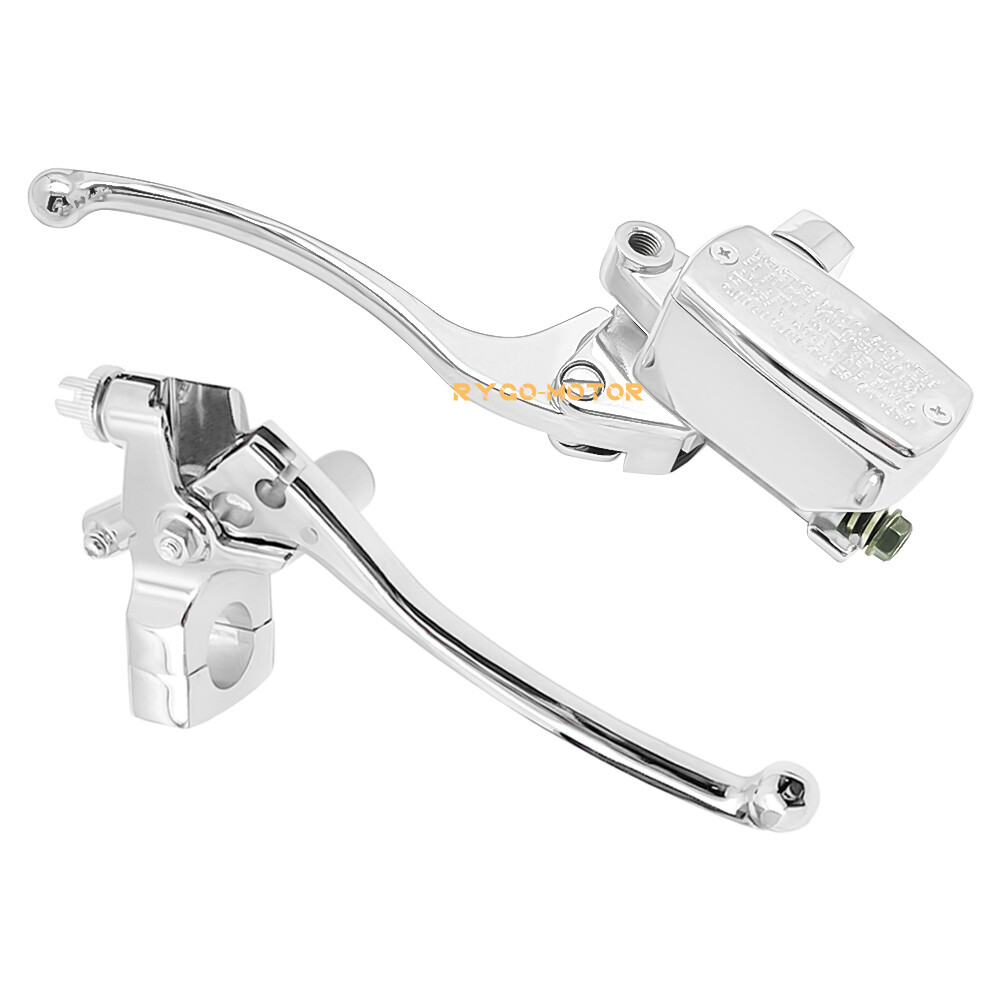 1" Motorcycle Handlebar Hydraulic Brake Master Cylinder & Clutch Lever Chrome