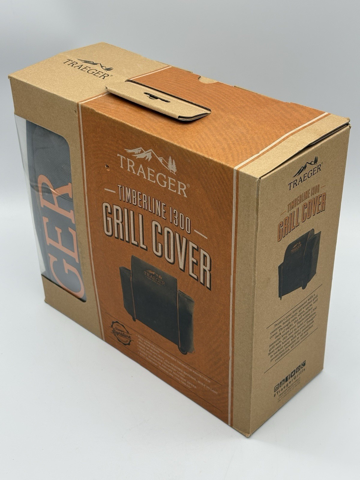 Traeger BAC360 Timberline 1300 Grill Cover - Full Length - Gray with Orange Logo