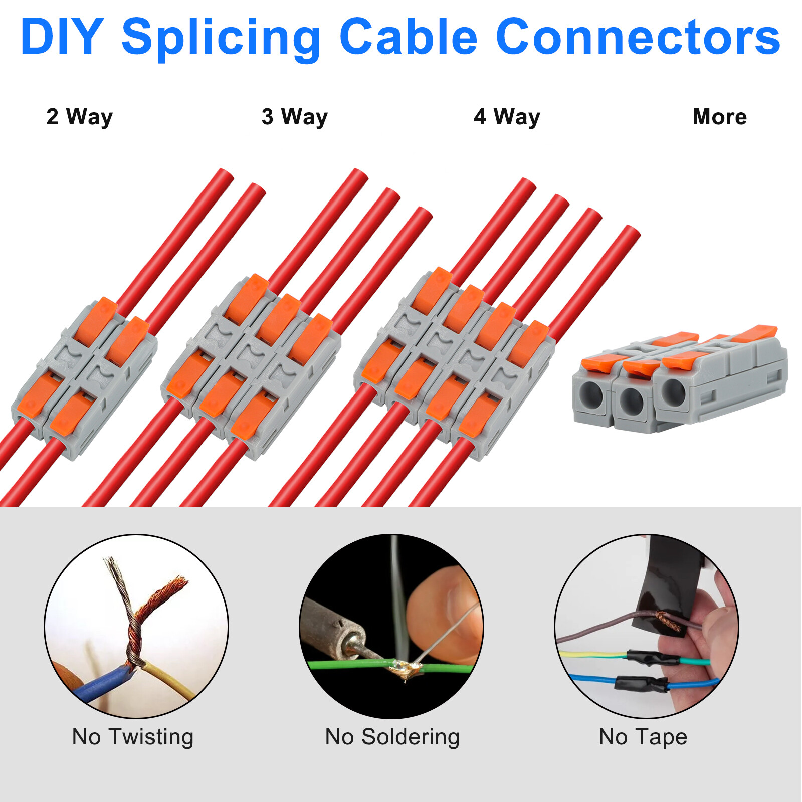 60pcs Quick Connect Lever Wire Connectors Compact Inline Splicing Terminals