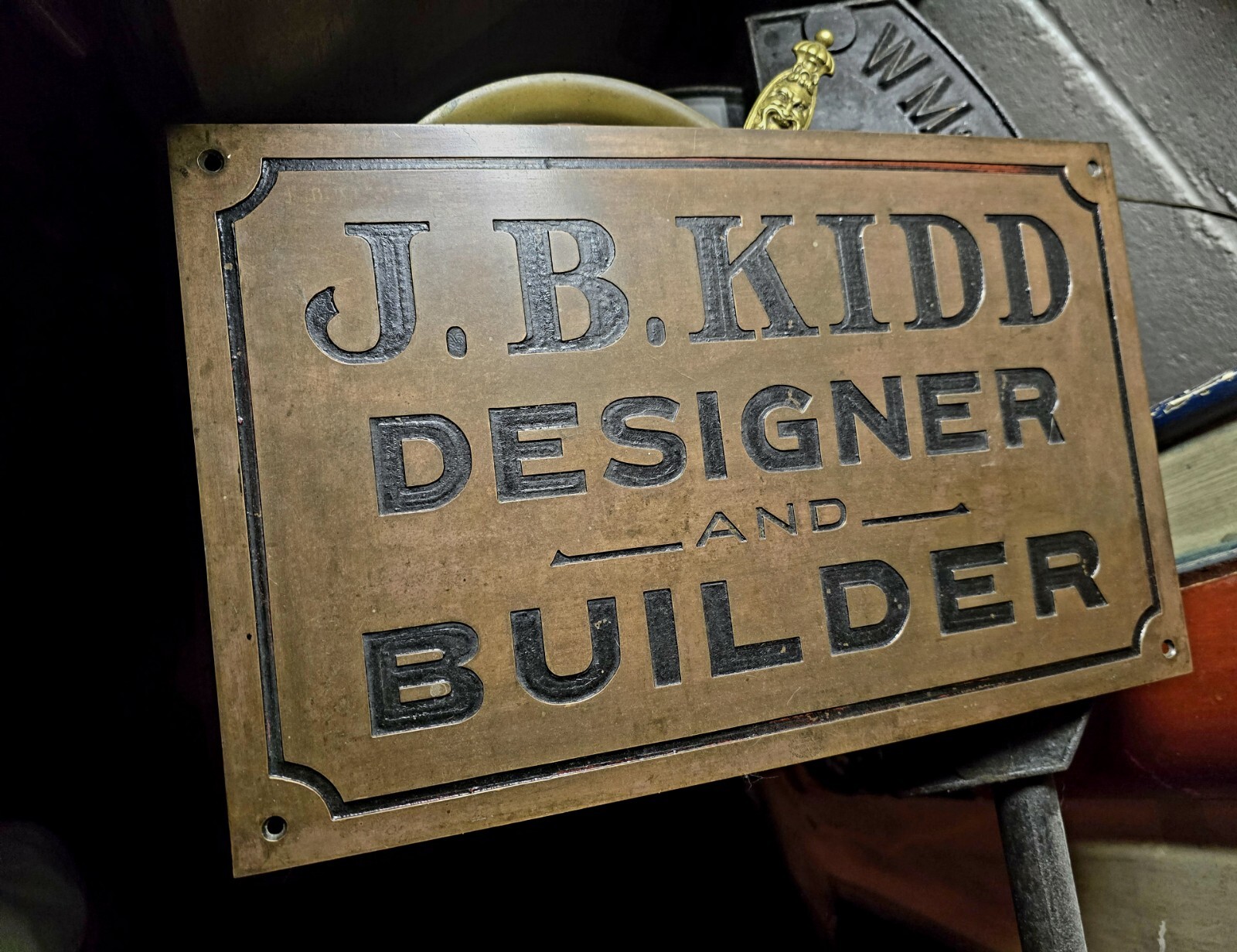Lexington Ky 1920'S American Contractor J B Kidd Brass Advertising Sign