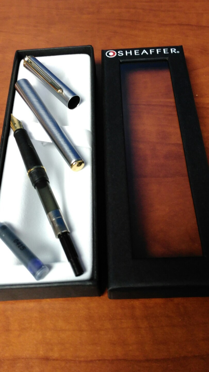 Sheaffer Agio Brushed Chrome/22K Gold Plate "F" Nib Fountain Pen