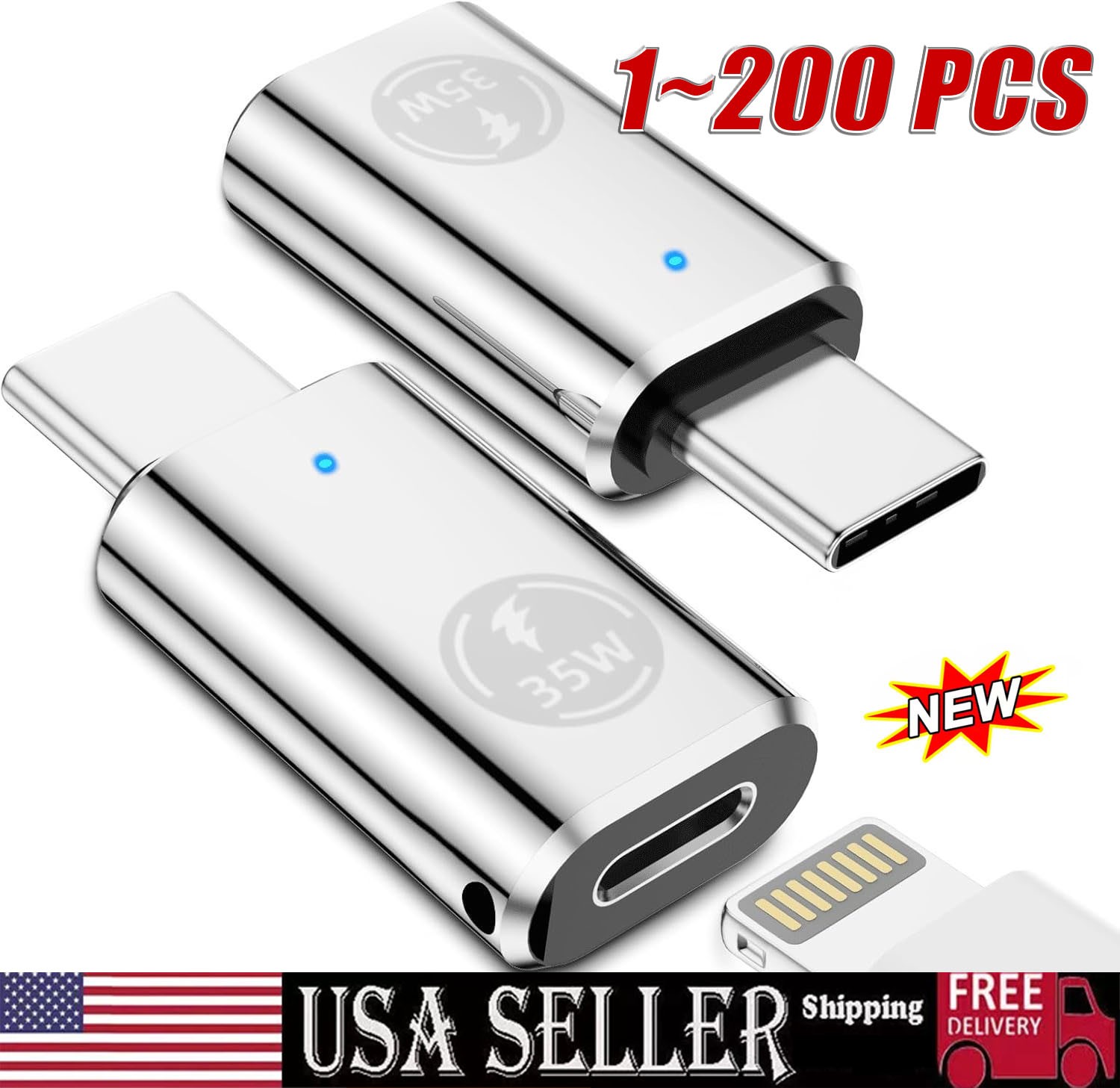 35W USB-C Male to iOS Female Adapter + lanyard For iPhone 16 Pro Max 15 Plus lot