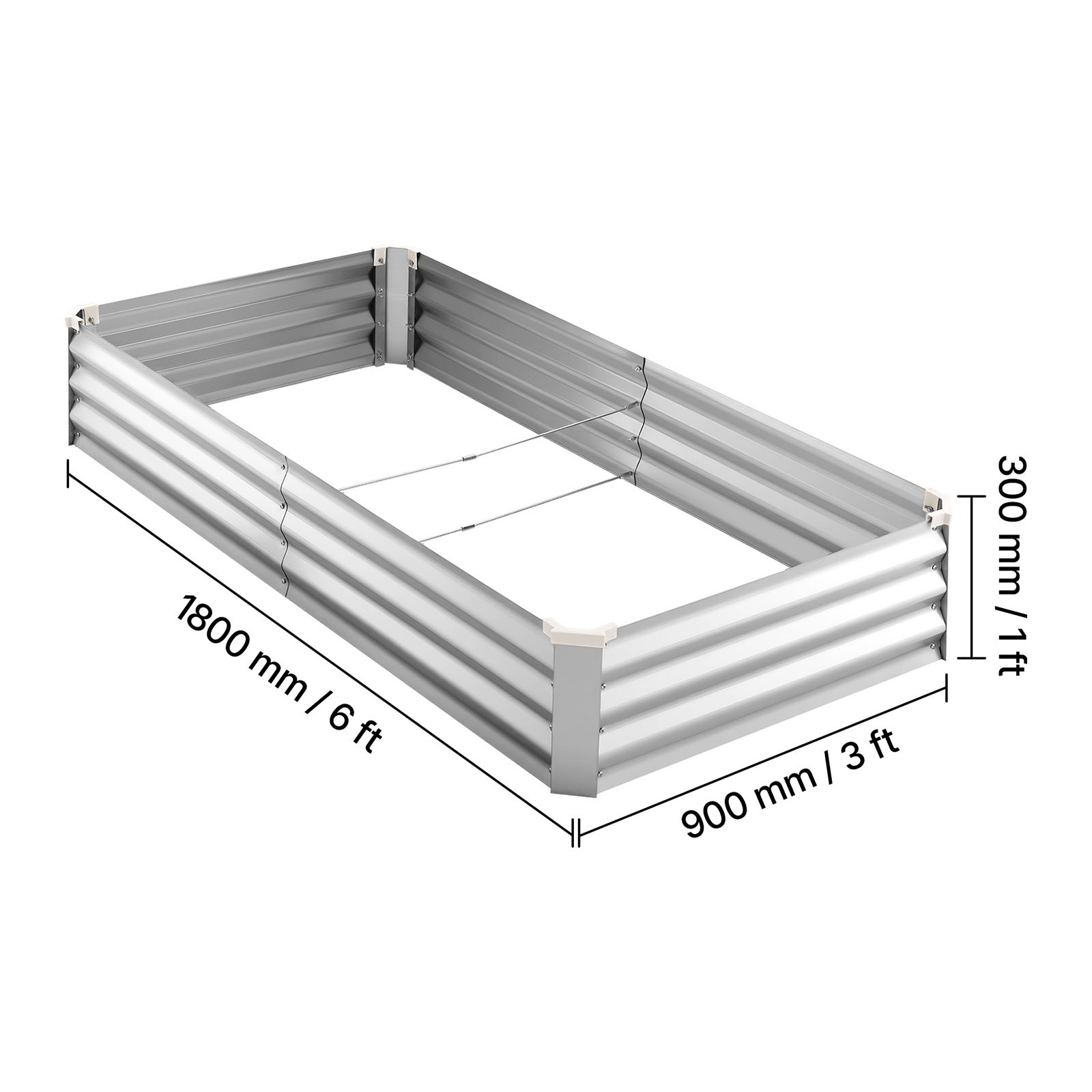 Uimoso 2 Pcs Galvanized Metal Raised Garden Beds 6x3x1ft Rectangular Planter Box