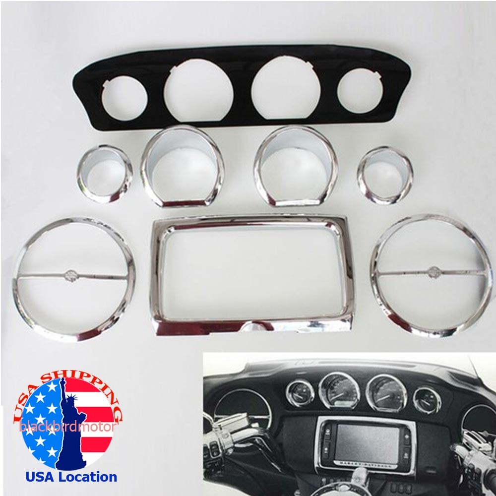 Inner Fairing Trim Gauge Radio Bezel For Harley Touring Electra Street Tri Glide