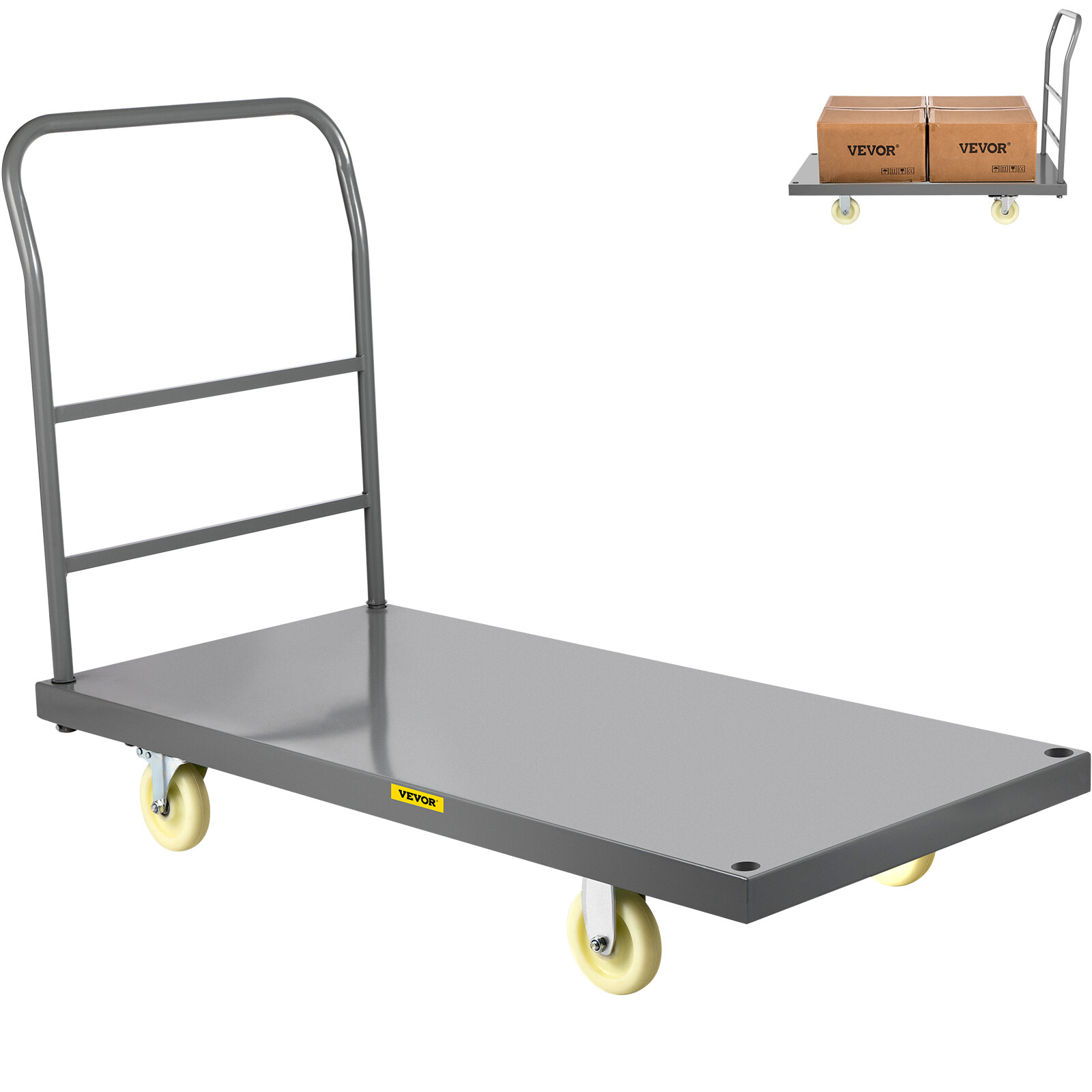 2000lbs Steel Flat Platform Truck Push Cart Dolly 47"x24"x32" w/ 360° Casters