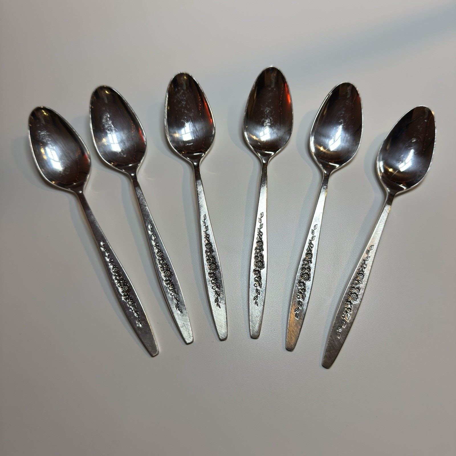 Set of 6 International Deep Silver Silverplate 1966 ~ Laurel Mist Tablespoon