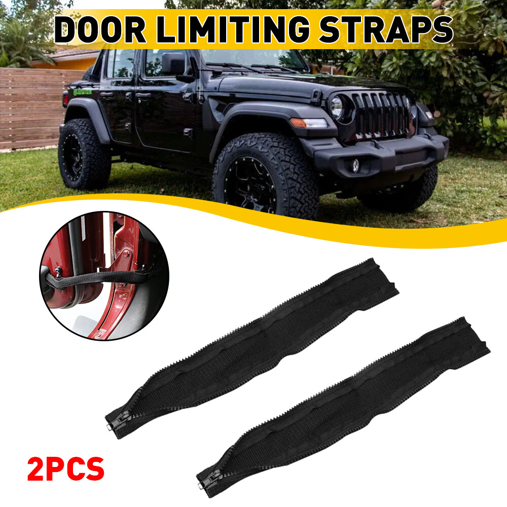 Door Limiting Straps for Jeep JK Wrangler JKU Door Strap with Zipper Black 2Pcs
