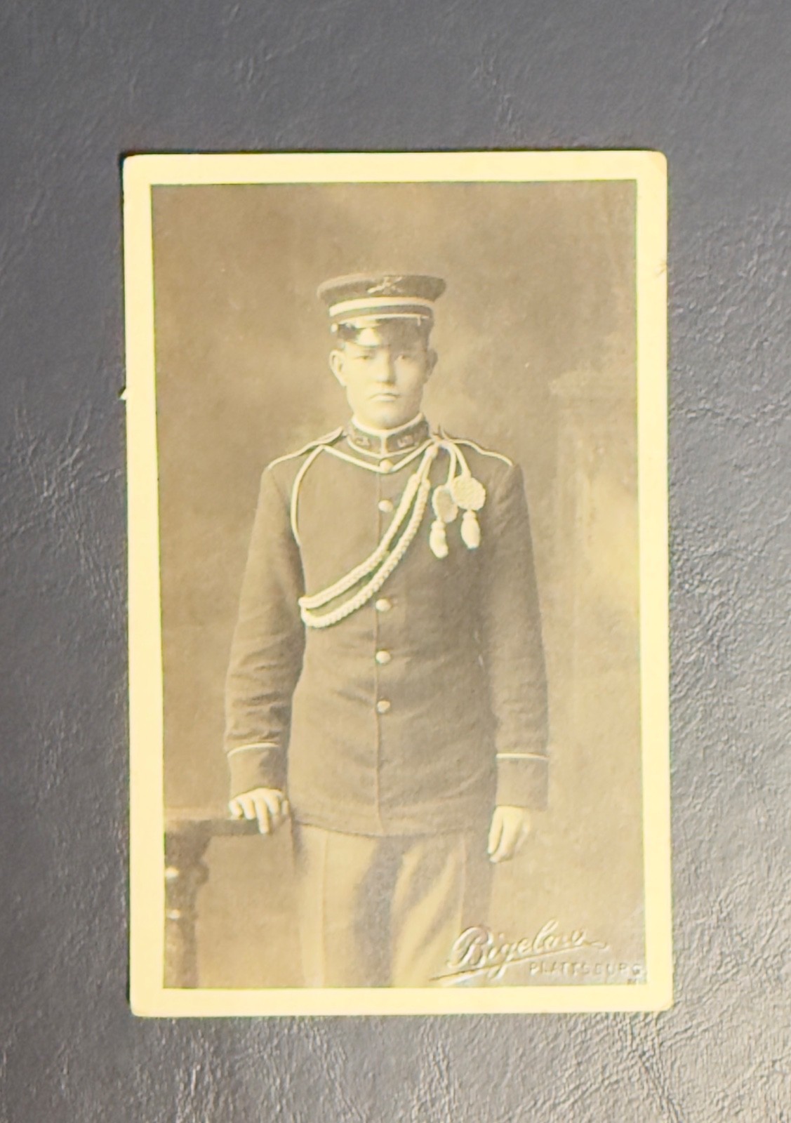 RPPC WWI Era Soldier Military Uniform Photo Postcard Bigelow Plattsburg NY Vinta