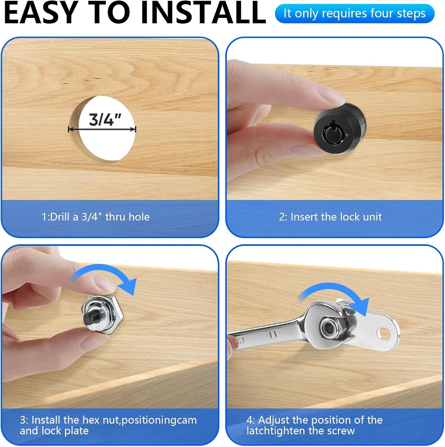 Harbor Freight Tool Cart Lock - Zinc Alloy (5/8 Inch 1 Pack-Black) - Hook Cam