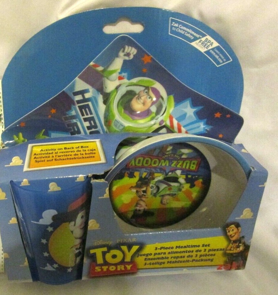 Toy Story Mealtime Dinnerware Set Includes Plate Bowl and Cup by Disney-New!