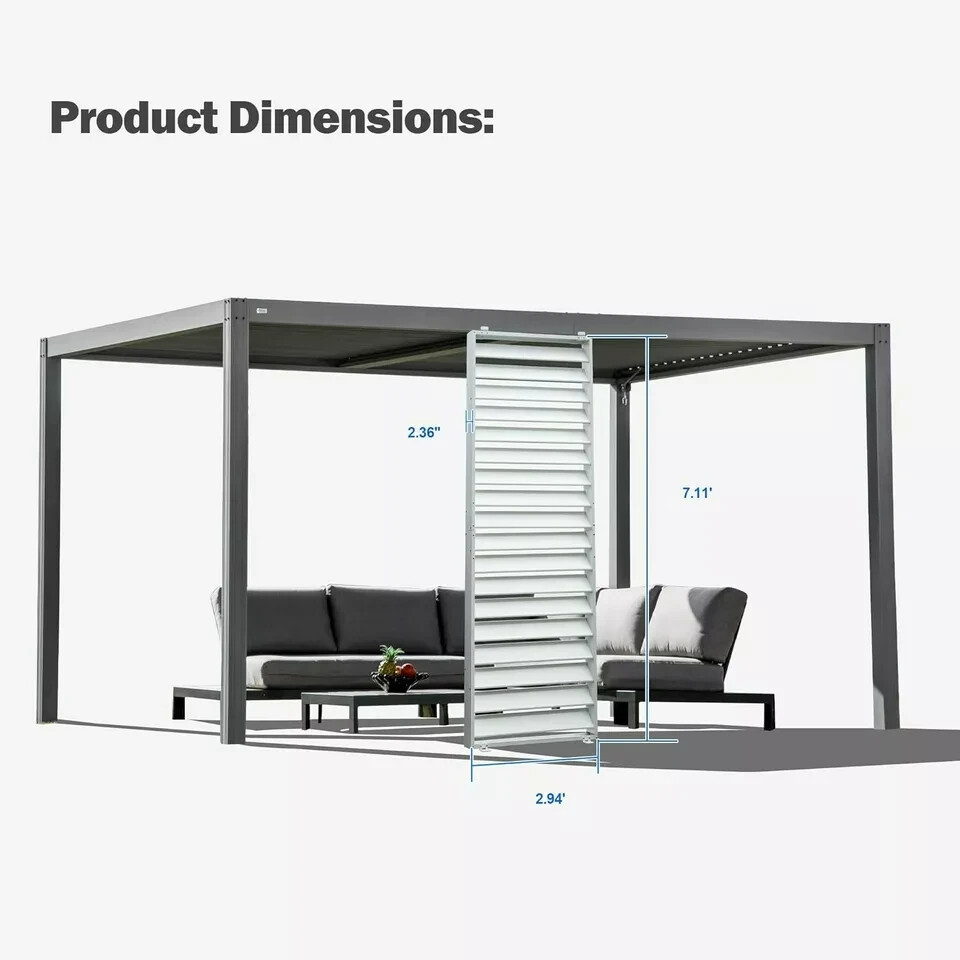 Domi Louvered Pergola Accessories Pergola Screens, Waterproof, Wind Block,White