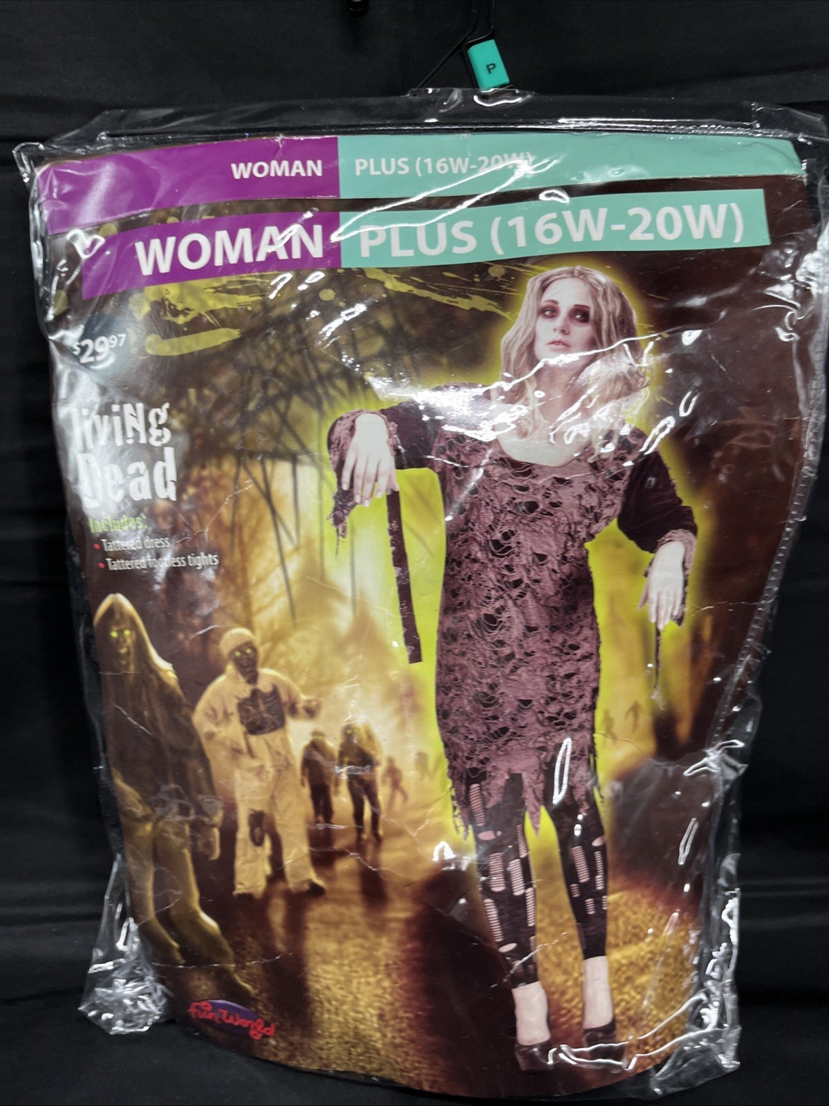 Fun World Living Dead Costume Adult Womens 16w-20w Scary Zombie            B2341