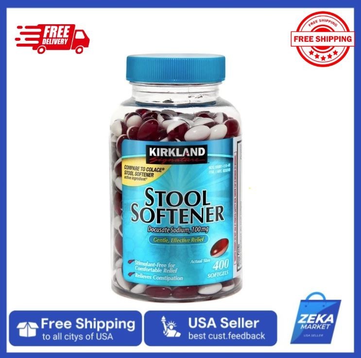 New Kirkland STOOL SOFTENER - Docusate Sodium 100mg, 400 Softgels, exp: 12/27