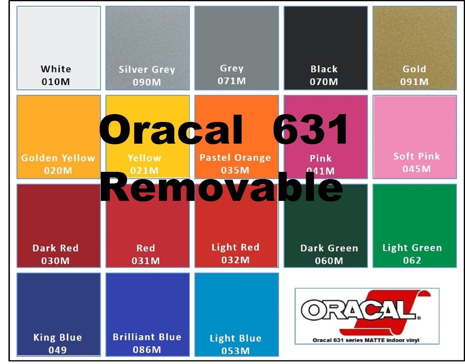 24"x 50 Feet Matte Oracal 631 Adhesive backed Vinyl  Removable Silhouette Cameo