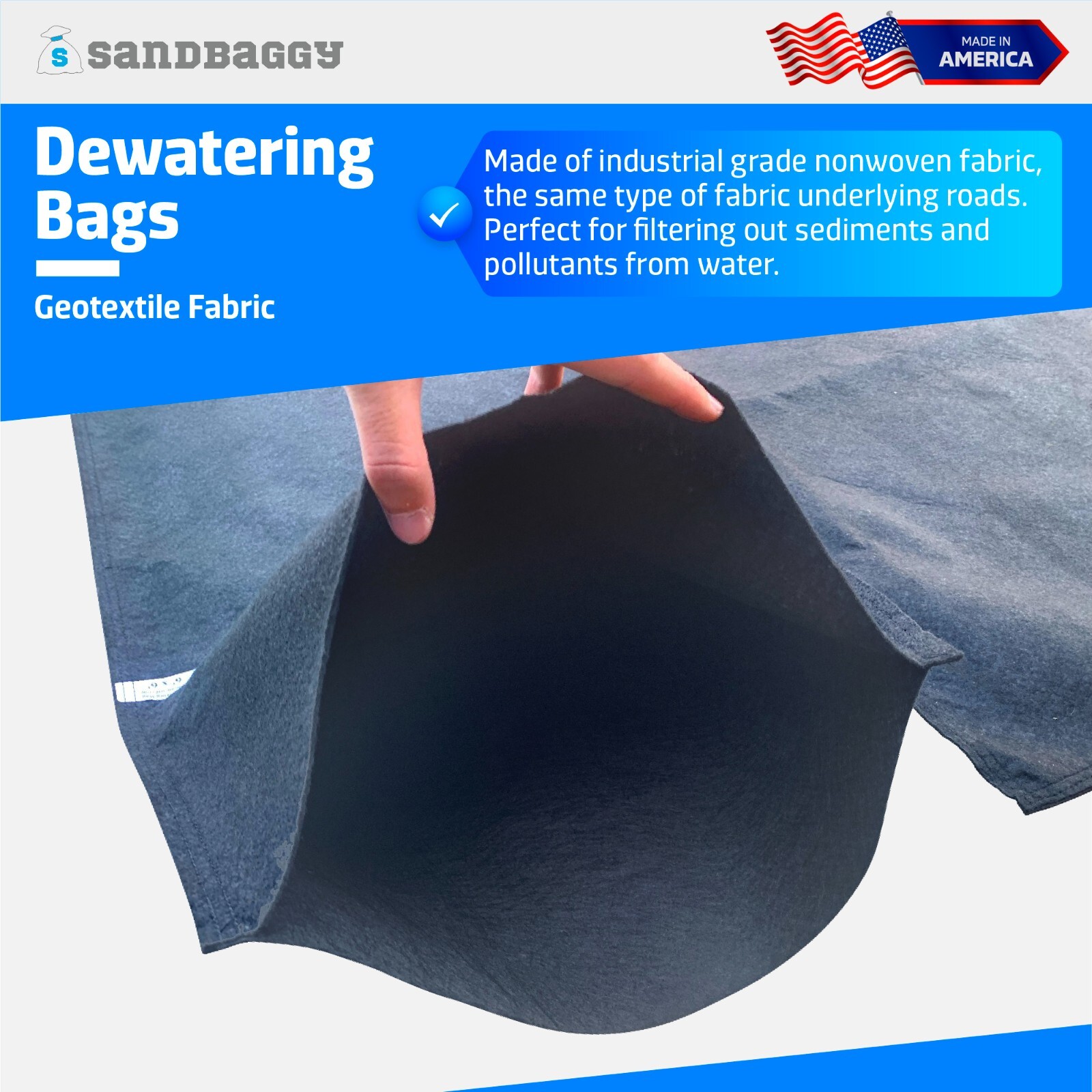 Dewatering Bags - Made in America - Filters Sediment, Oil, Sludge & Pollution