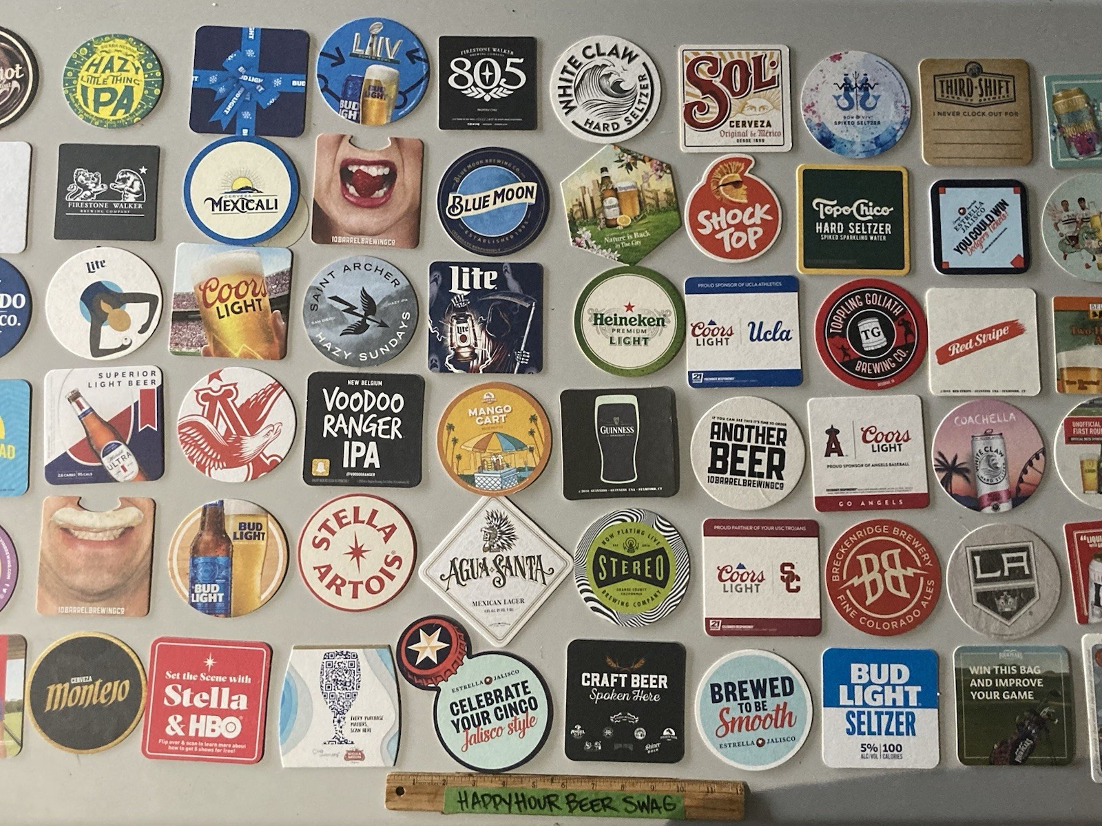 60 Unique Beer Bar Coasters Pint Glass mat coaster Craft Domestic Import Lot B