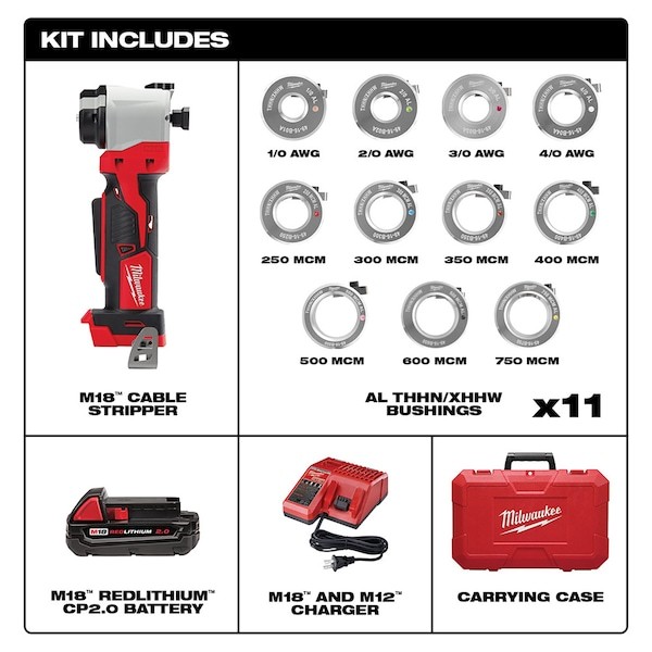 Milwaukee Tool 2935Al-21 M18 Cable Stripper Kit For Al Thhn / Xhhw
