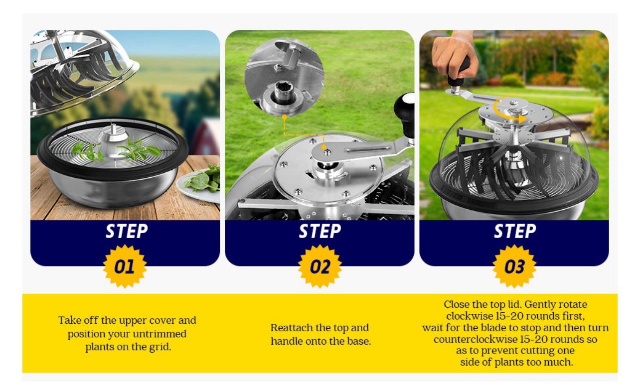 Bud Leaf Bowl Trimmer 16", with Stainless Steel Blades Spin Cut Buds and Flowers