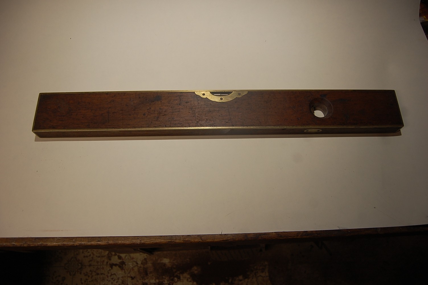 28” Mahogany & Brass Level Stratton Brothers Greenfield Mass. July 16, 1872 # 1