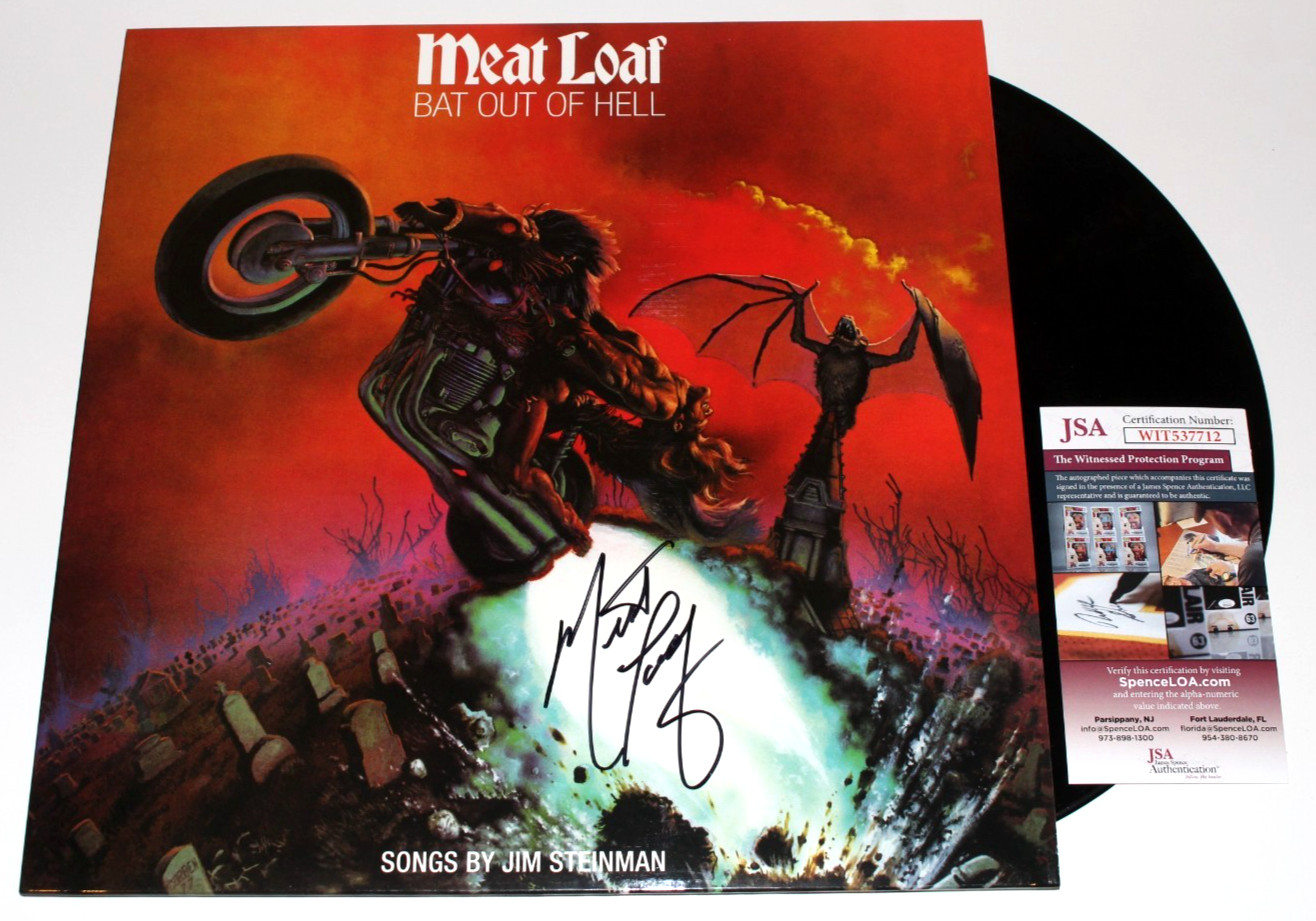 MEAT LOAF SIGNED 'BAT OUT OF HELL' VINYL RECORD ALBUM LP MEATLOAF PROOF JSA COA