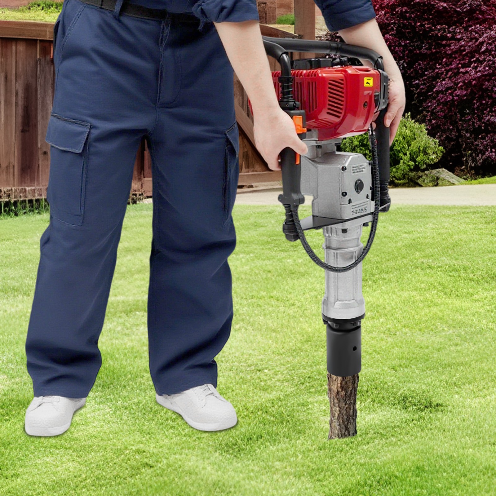 Gas Powered T-Post Driver 2-Stroke Gasoline Engine Fence Farm Push Pile Digger