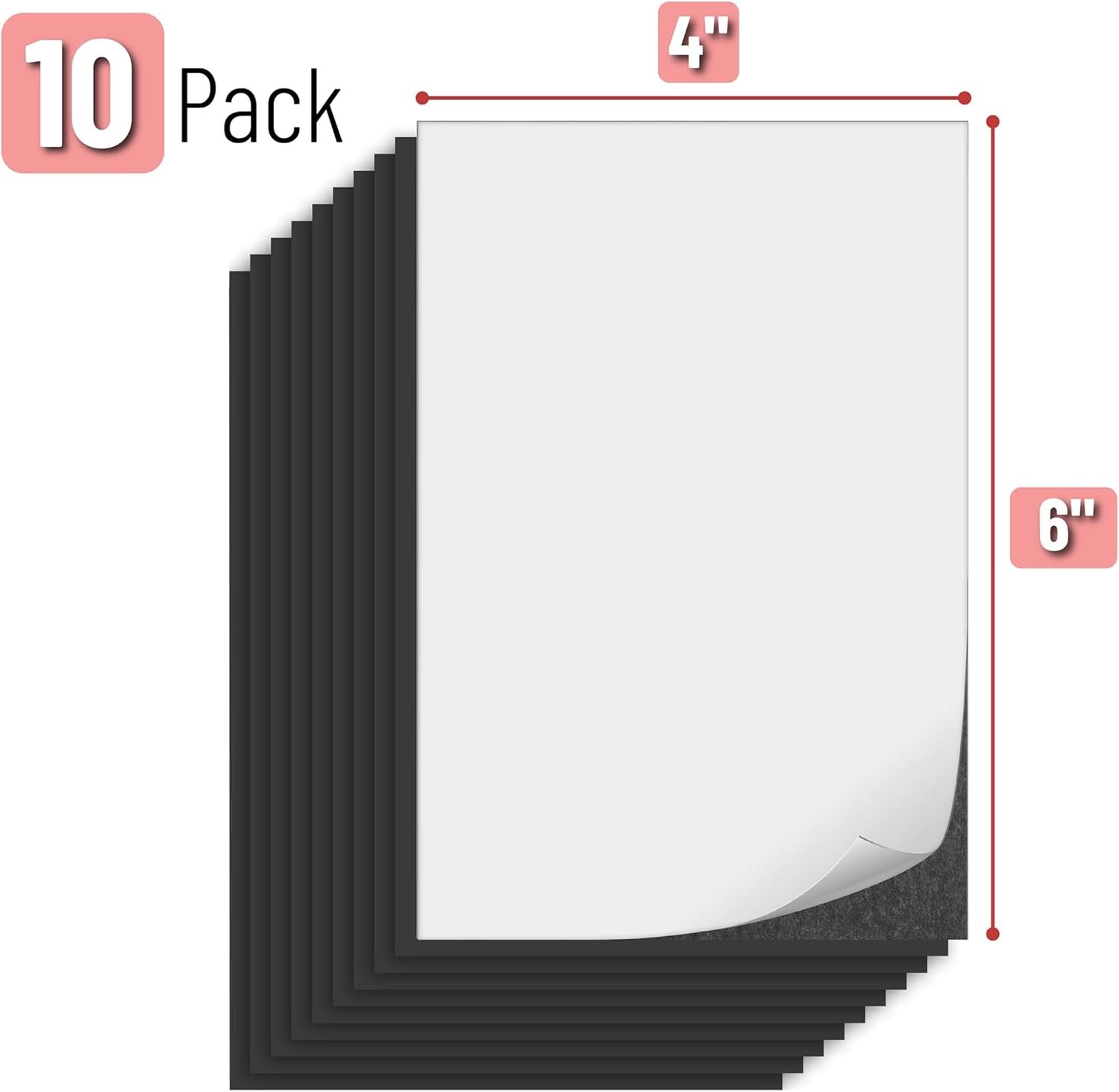 Mr. Pen- Adhesive Magnetic Sheets, 4" x 6", 10 Pack, with Adhesive Backing, Flex