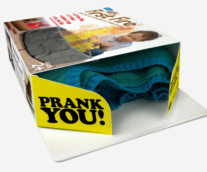 MY FIRST FIRE Prank Fake Gag Funny PARODY Joke Gift Box Baby shower toddler