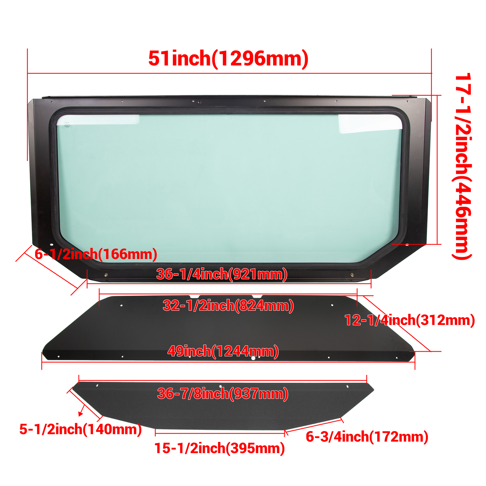 New Full Glass Windshield Black For Can Am Maverick X3 2017-2024