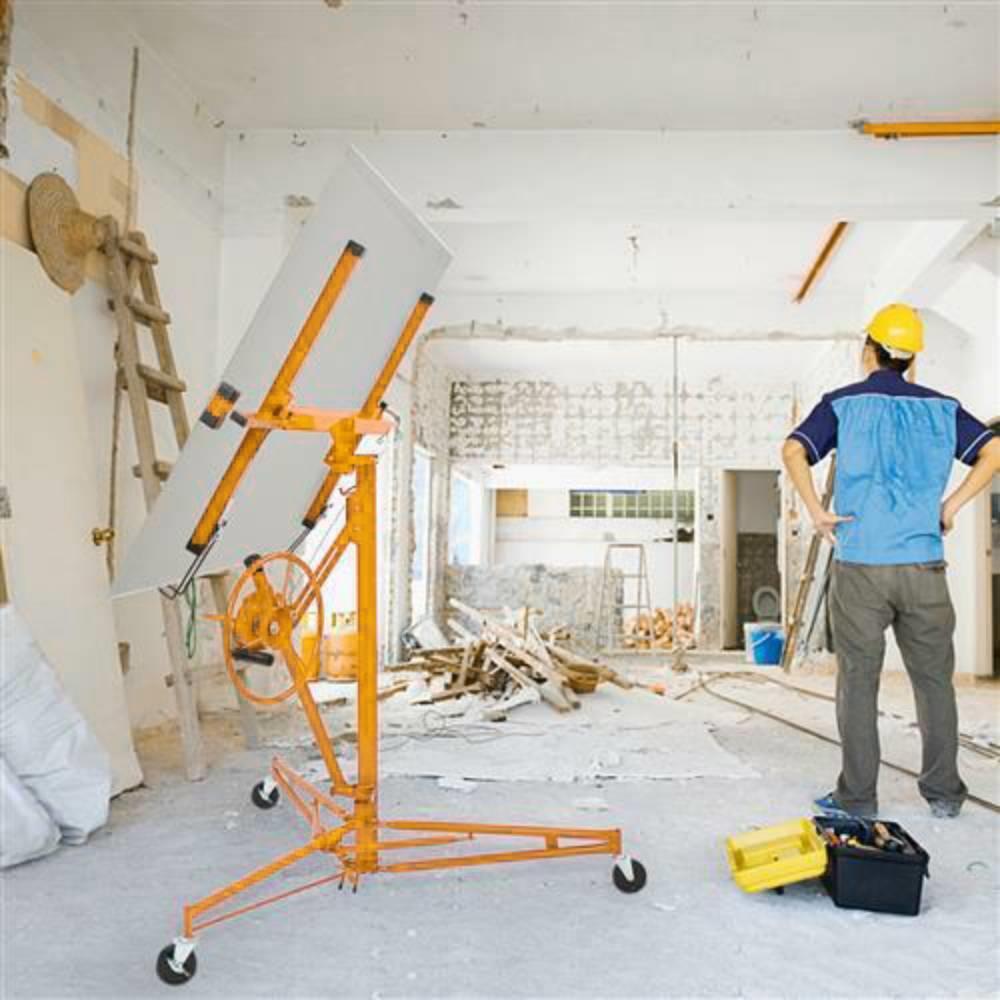 11' Drywall Rolling Lifter Panel Hoist Jack Caster Construction Lockable Wheels