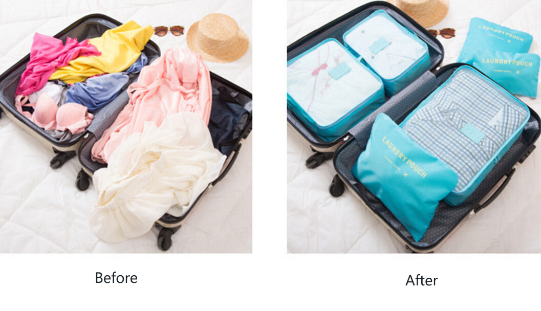 9Pcs Waterproof Clothes Storage Bags Packing Cube Travel Luggage Organizer Pouch