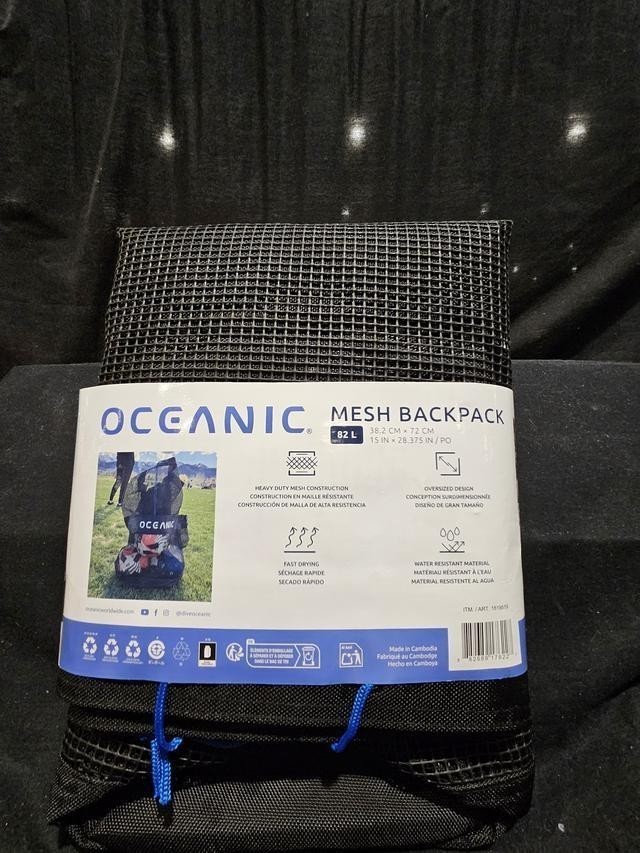 Oceanic Mesh Backpack Gear Bag 82L Black Scuba Dive Snorkel Beach Swim BRAND NEW
