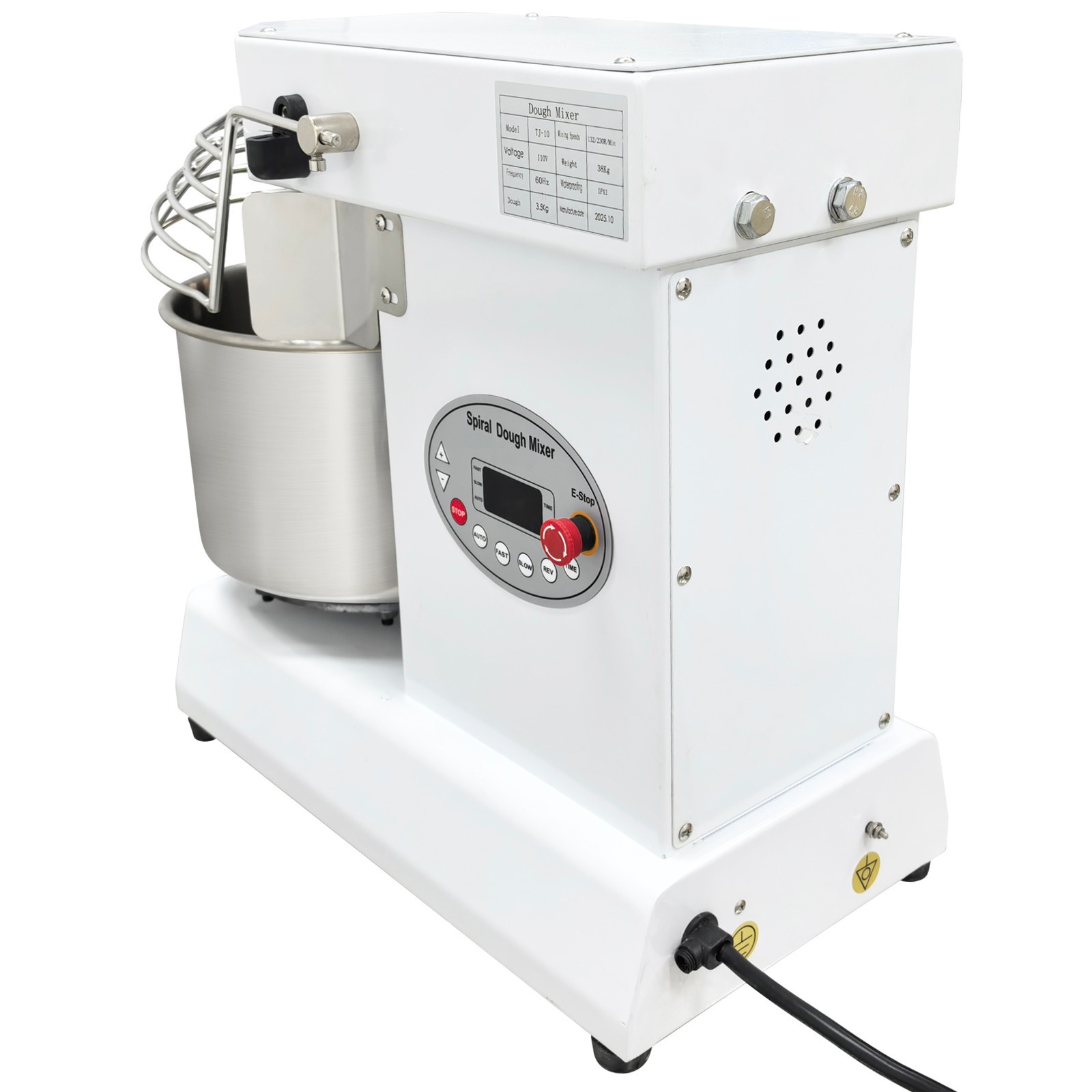 10QT Commercial Dough Mixer 110V Spiral Flour Mixing for Bakeries, Restaurants