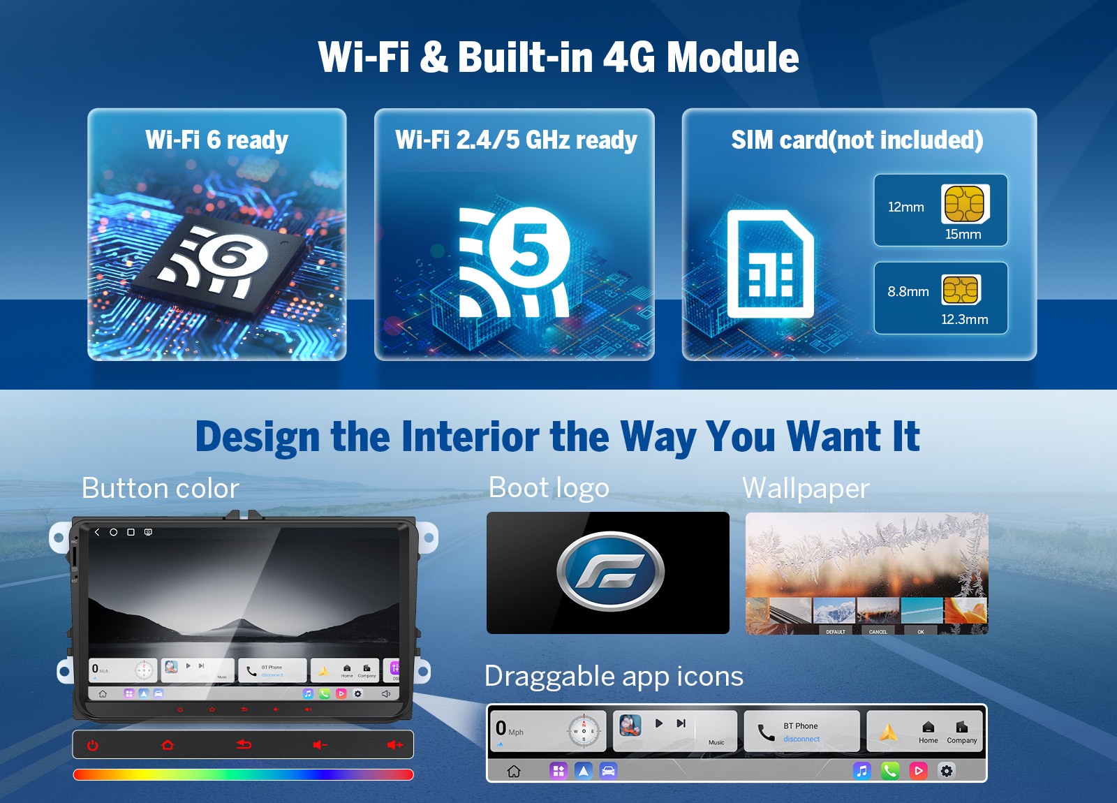 VWX6S Android 9" QLED 6+64GB for VW Tiguan Car Stereo Radio CarPlay GPS+CAM+DVR